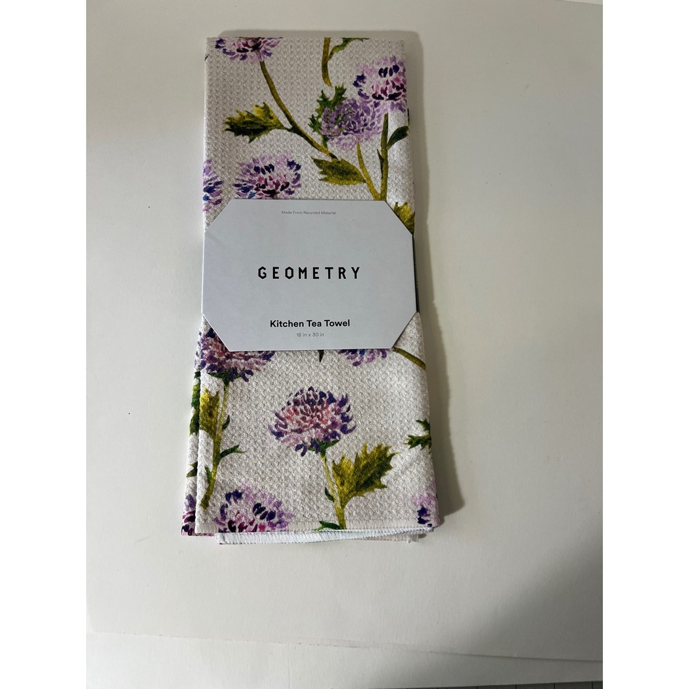 Geometry Kitchen‎ Tea Towel Floral Blooming Thistle NWT